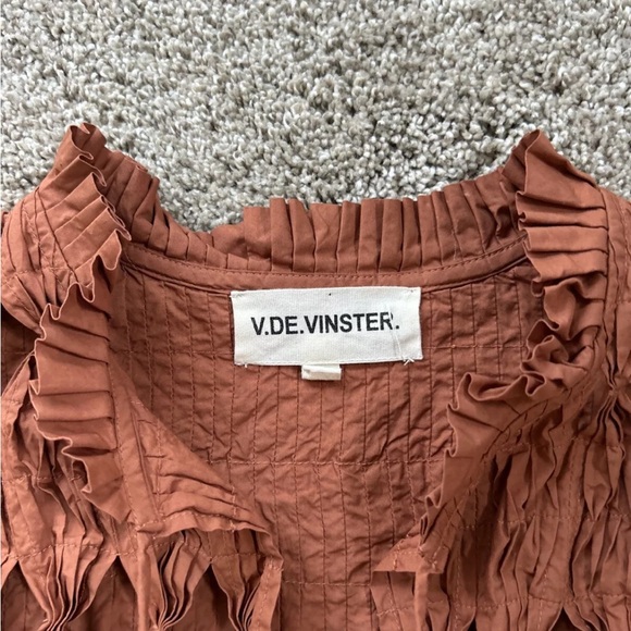 V De Vinster size M Birdy Dress Pleated Cutout Bodice Terracotta Brown - Picture 9 of 11